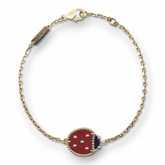 プレオウンドヴァンクリーフ＆アーペル ラッキー スプリング ブレスレット クローズドウィング レディバグ VCARP7R000 ローズゴールド/オニキス/カーネリアン