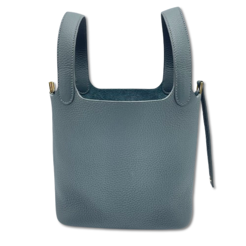 Pre-owned Hermes Picotan Lock PM Vert Mangrove Taurillon Clemence Gold hardware K stamp