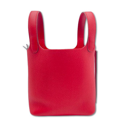 Pre-owned Hermes Picotan Lock PM Rouge Ladieu Taurillon Clemence Silver hardware K stamp