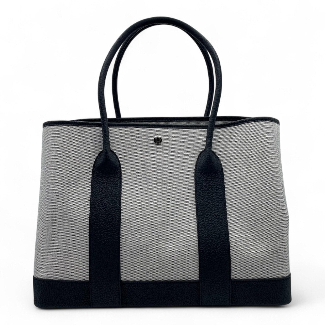 Pre-Owned Hermes Garden Party 41 Noir Toile Ash/Negonda Silver Hardware K Stamp