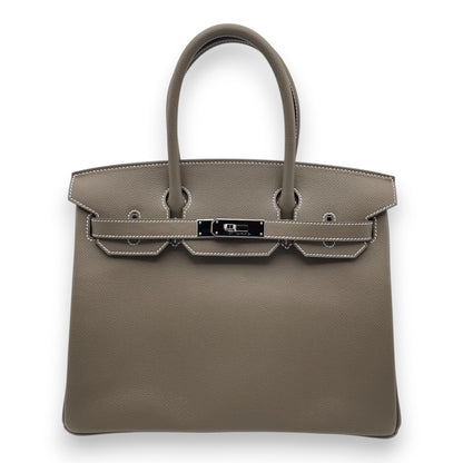 プレオウンドエルメス バーキン 30 エトゥープ エプソン シルバー金具 W刻印