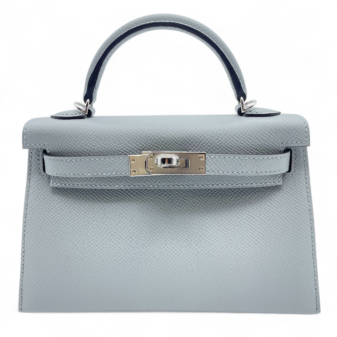 Pre-owned Hermes Mini Kelly 2 Blue Glacier Epson Silver hardware K stamp