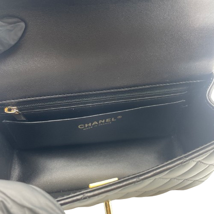 プレオウンド シャネル トップハンドル ラムスキン ブラック ゴールド金具