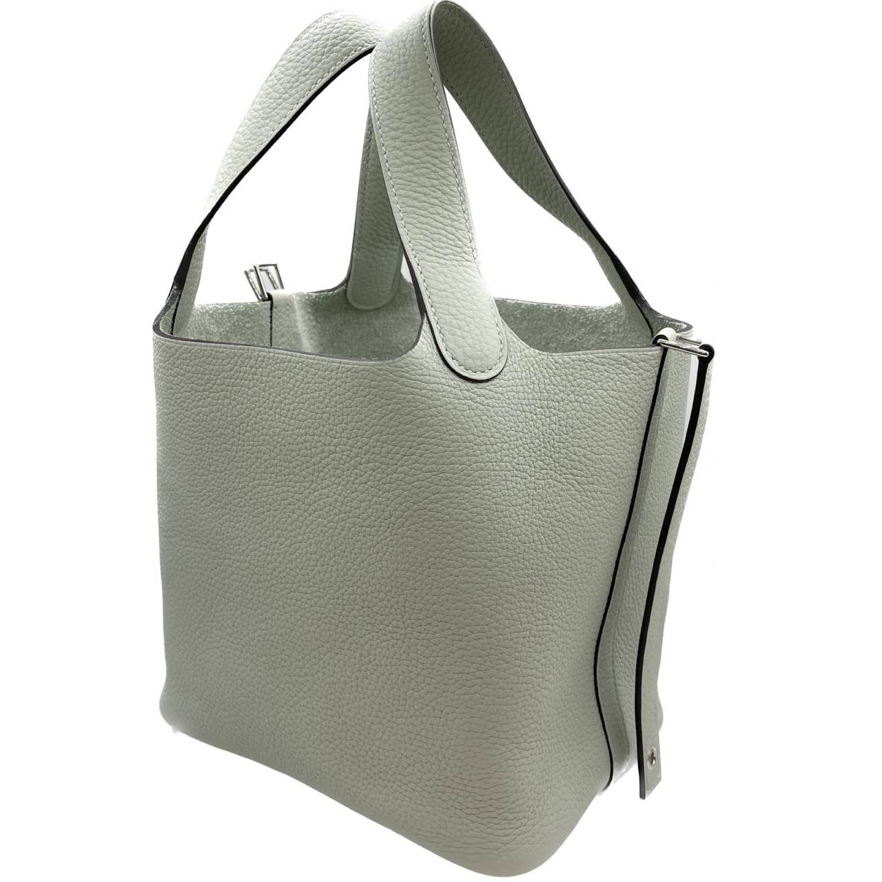 Hermes Picotin Lock PM Torillon Clemence Grineve Silver Metal Fittings B 조각.