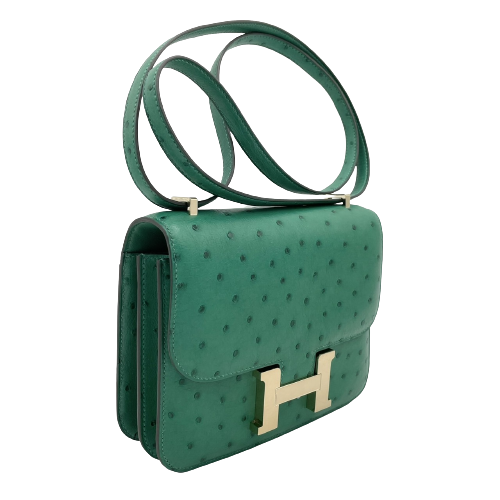 [현금 특별 가격] Hermes Constance Mini 타조 금 하드웨어 B 새겨 져