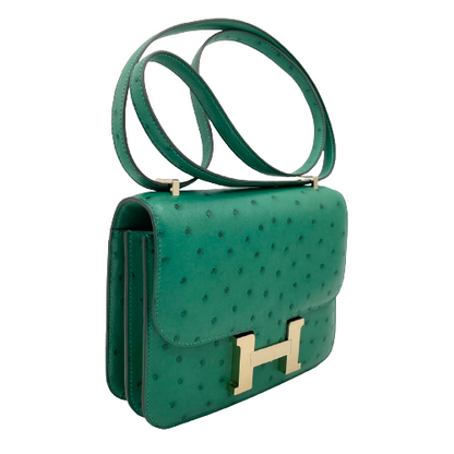 [현금 특별 가격] Hermes Constance Mini 타조 금 하드웨어 B 새겨 져