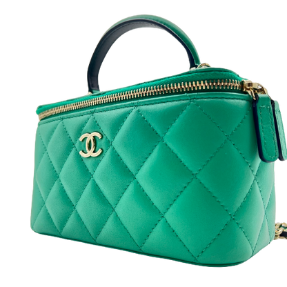 CHANEL Lambskin Matelasse Vanity Back Chain Shoulder Bicolor