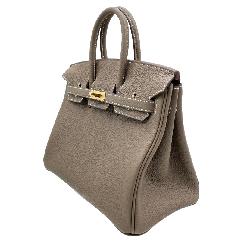Hermes Birkin 25 Etoupe Torillon Clemence Gold Hardware B 새겨 져