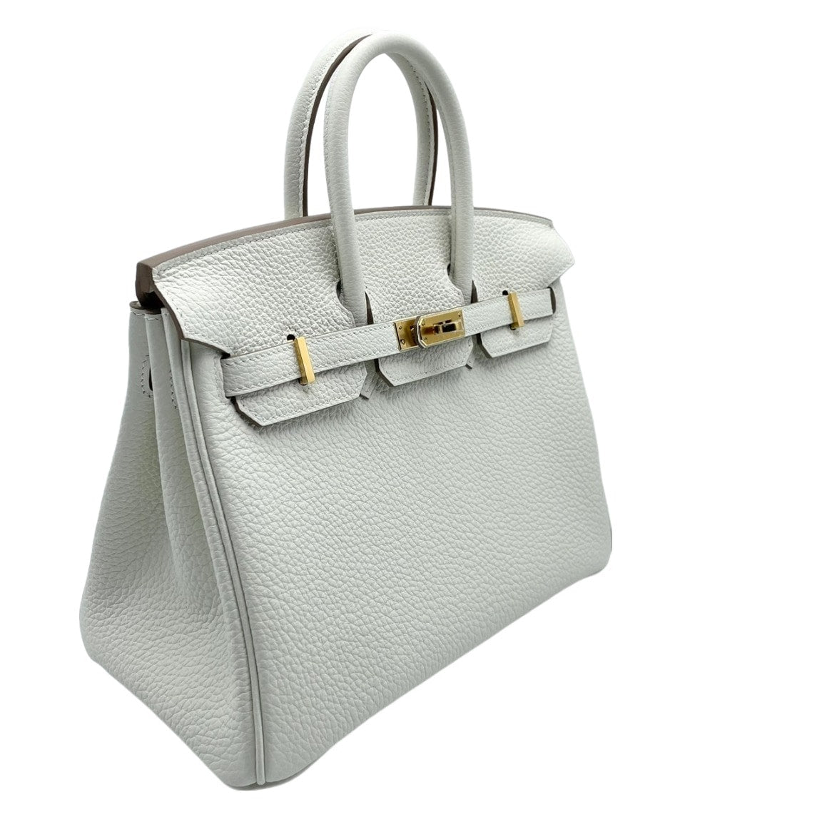 Hermes Birkin 25 버섯 토고 골드 ​​하드웨어 B가 새겨 져 있습니다