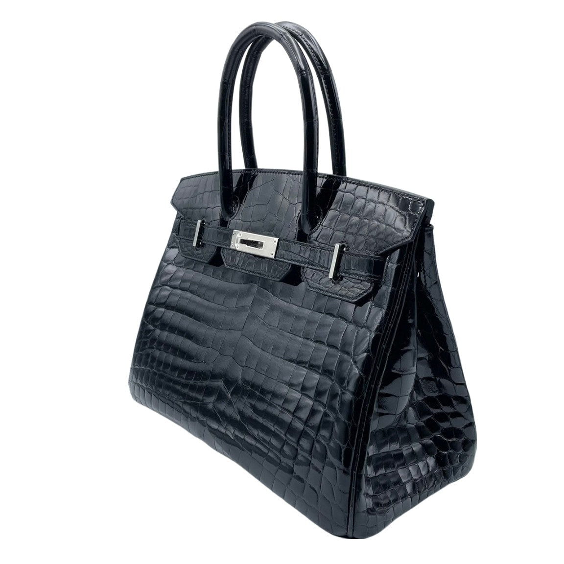 [售出的價格明顯低於常規價格！]呢Hermes Birkin 30 NILOTTICUS黑色銀色金屬配件Z刻了