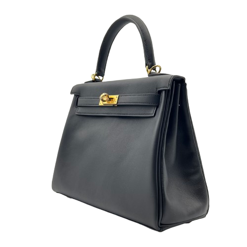 Hermes Kelly 25 Noir Swift 金色五金 U 印章