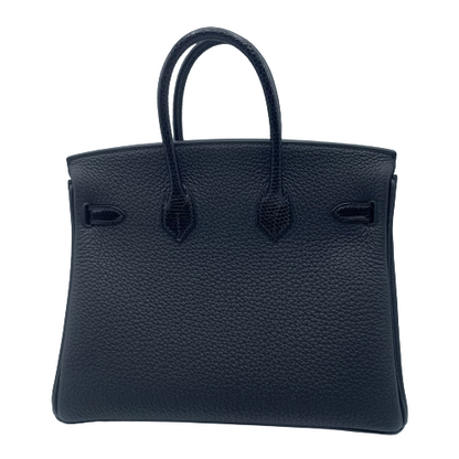 Hermes Birkin 25 Black Togo Lizard Gold Hardware B Engraved