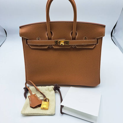 愛馬仕伯金（Hermes Birkin）25金色多哥金色硬件B刻