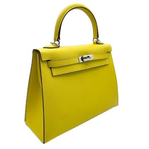 [현금 가격] Hermes Kelly 25 Jaune Naples Epson Silver Fittings B 새겨 져