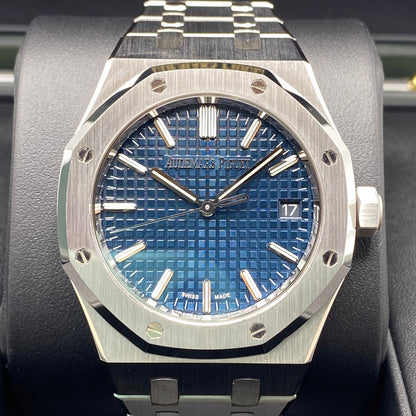 [50 주년 기념 로터 장착 모델] Audemars Piguet Royal Oak 15550st.oo.1356st.02 Blue Stainless Steel 37mm