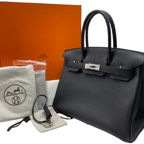 사전 소유 [현금 가격] Hermes Birkin 30 Noir Togo Silver Fittings Z 새겨 져