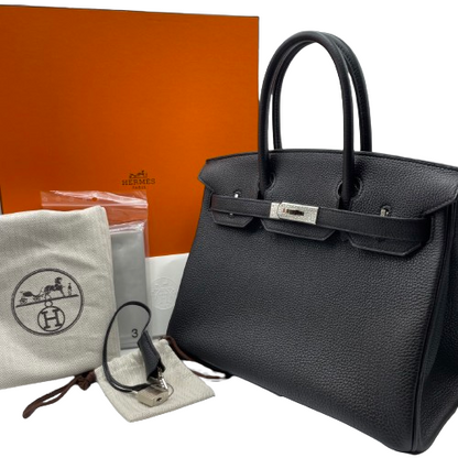 사전 소유 [현금 가격] Hermes Birkin 30 Noir Togo Silver Fittings Z 새겨 져