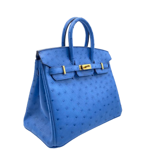 Hermes Birkin 25 Mykonos Ostrich Gold Hardware B가 새겨 져 있습니다