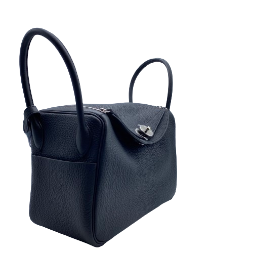 [Cash Price] Hermes Lindy 26 Noir Torillon Clemence Silver Fittings B Engraved