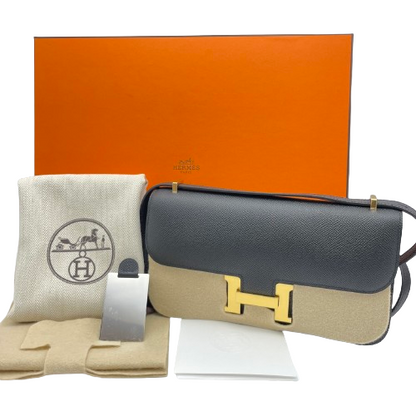 Hermes Constance Elan 25 Noir Epson Gold 하드웨어 W 새로