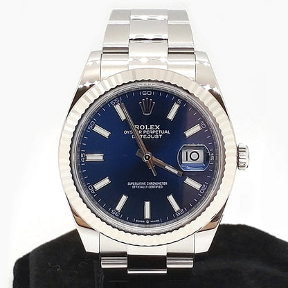 Pre-Owned Rolex Datejust 126334 Fluted motif Oyster bracelet Bright blue