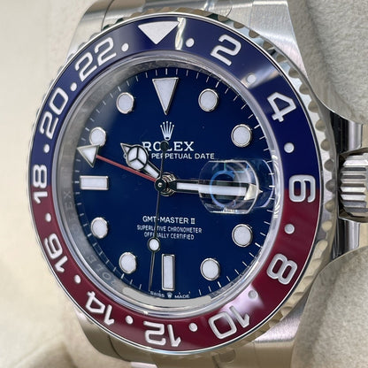 GMT 마스터 II 126719Blro 굴 팔찌 블루 화이트 골드