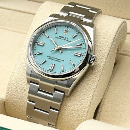 사전 소유 롤렉스 굴 영구 126000 굴 팔찌 청록색 청록색 36mm