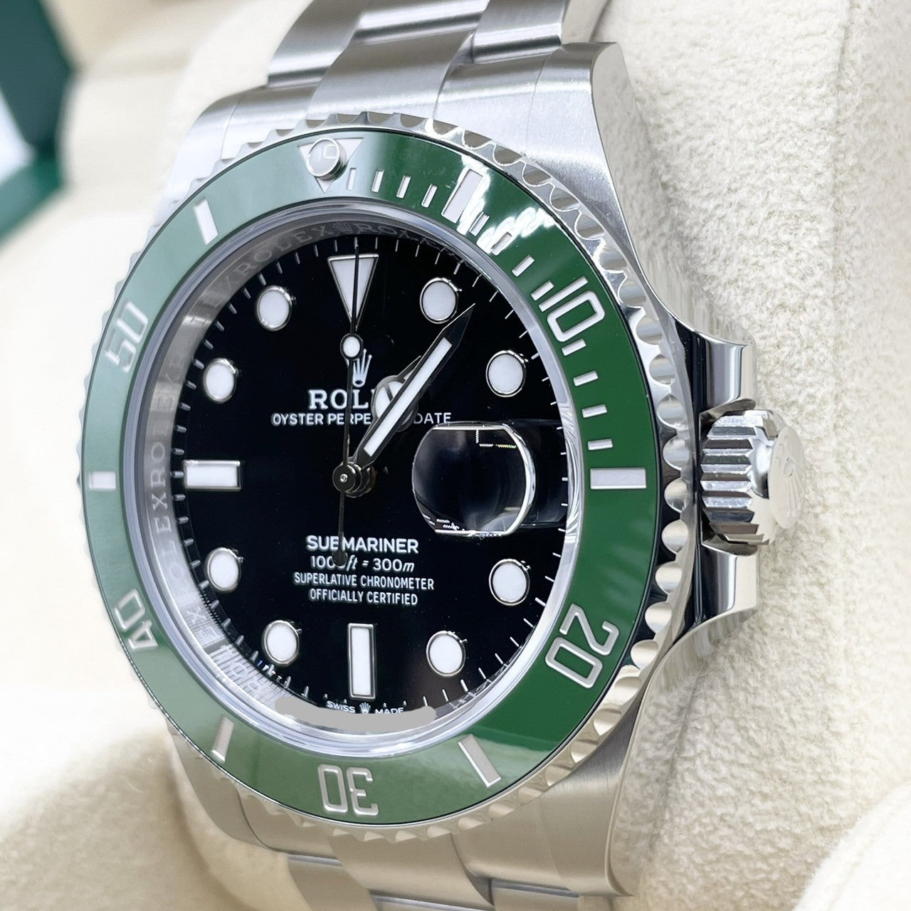 Pre-Owned Rolex Submariner Date 126610LV Oyster Bracelet Black Green 41mm