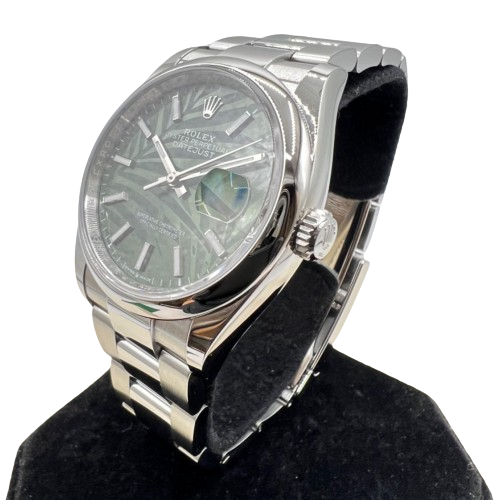 プレオウンド ロレックス デイトジャスト 126200 オリーブグリーン パームモチーフ 36mm　オイスターブレス