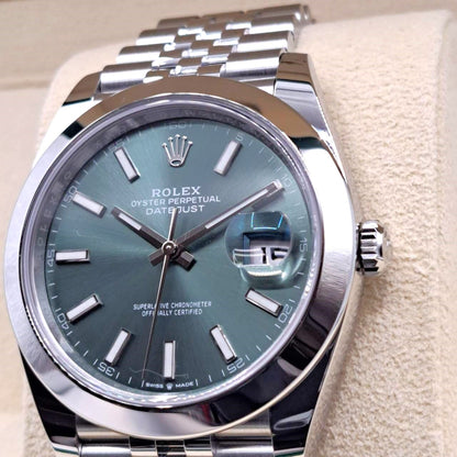 [2024：聰明而聰明！ 】勞力士datejust 126300薄荷綠色禧年41mm