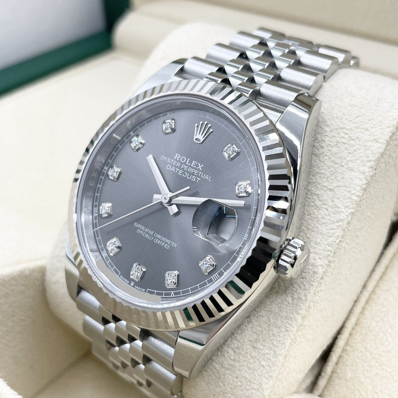 プレオウンド ロレックス デイトジャスト 126334G スレート 10Pダイヤ ジュビリーブレスレット 41mm