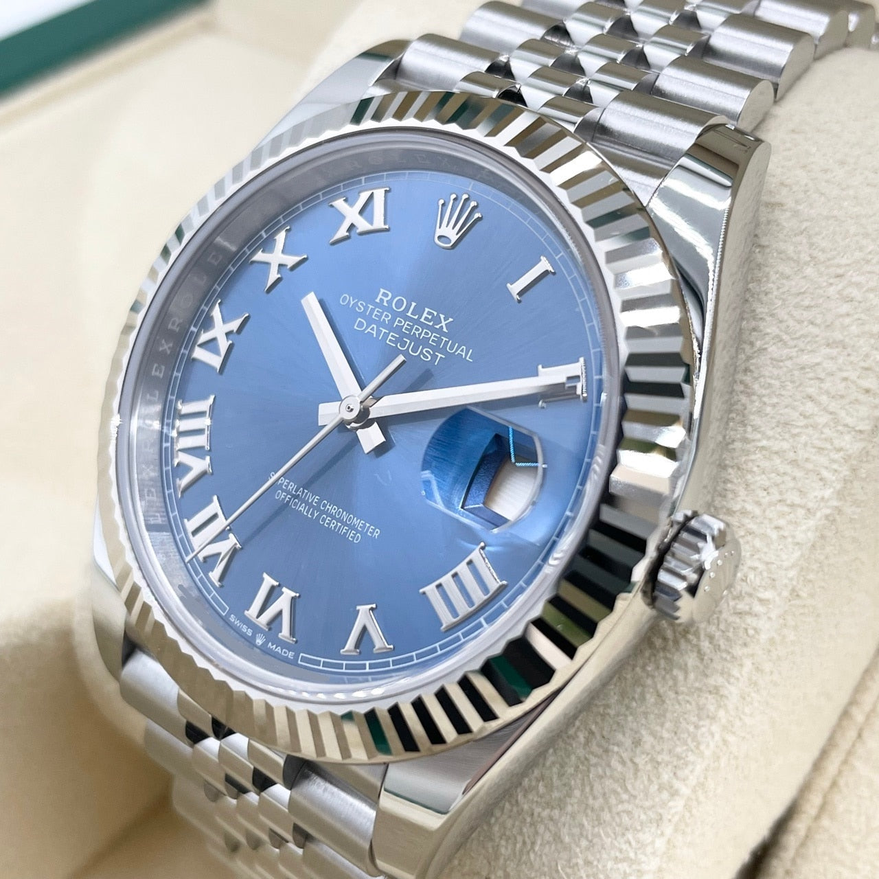プレオウンド ロレックス デイトジャスト 126334 アズーロブルー ステンレススチール＋ホワイトゴールド ジュビリーブレスレット 41ｍｍ