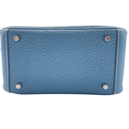 [Cash Price] Hermes Lindy Mini New Blue Gene Torillon Clemence Silver Fittings W Engraved