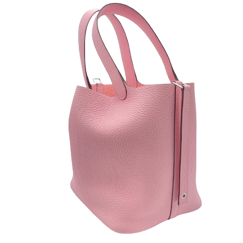 [現金特價]愛馬仕皮皮蛋白鎖MM玫瑰Sakura Torillon Clemence Silver Fittings B刻