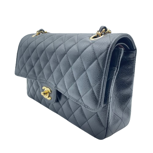 Chanel Matelasse 25 黑色鱼子酱肤色金色五金配件