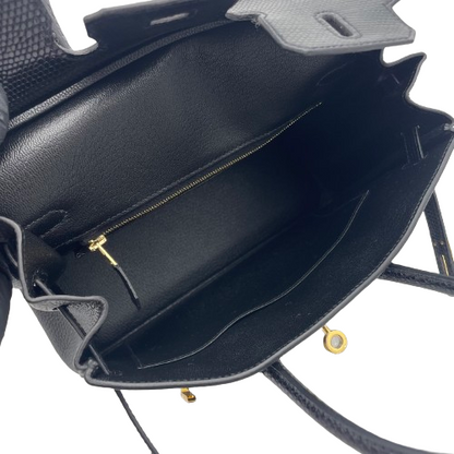 プレオウンド エルメス バーキン タッチ 25 ノワール トゴ/リザード ゴールド金具 B刻印
