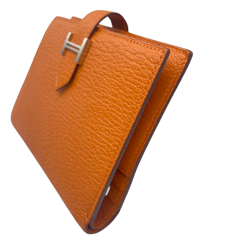 エルメス ベアンコンパクト オレンジ シェーブル シルバー金具 U刻印