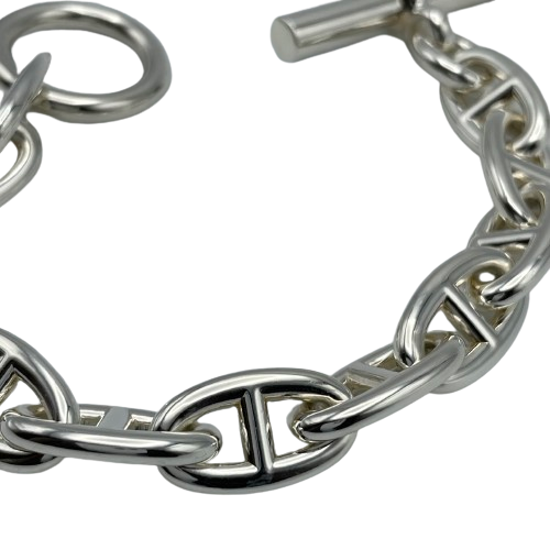 Pre-Owned Hermes Chaine Dunkle Bracelet GM Silver 925 12-panel