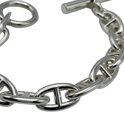 Pre-Owned Hermes Chaine Dunkle Bracelet GM Silver 925 12-panel