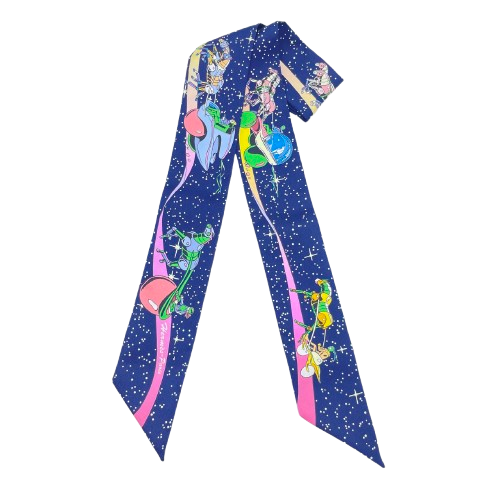 헤르메스 Twilly Space Derby Marine/Rose/Multicolor Silk 100%