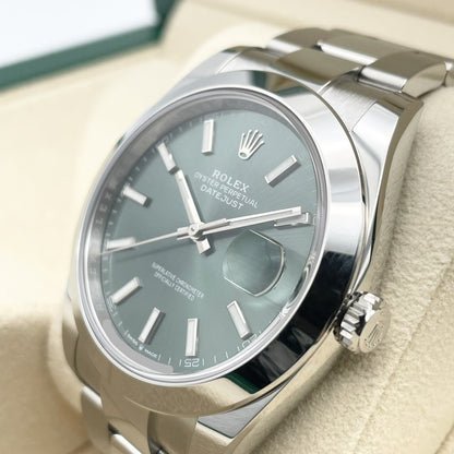 プレオウンド ロレックス デイトジャスト 126300 ミントグリーン オイスターブレスレット 41mm