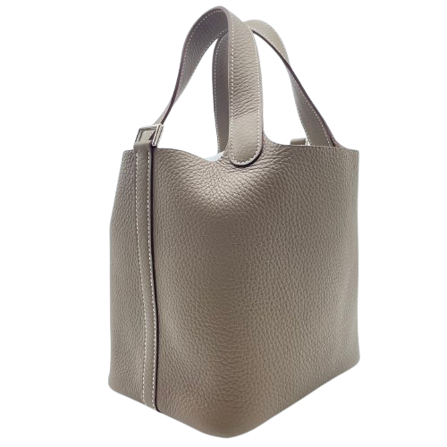 Hermes Picotin Lock PM Etoupe Torillon Clemence Silver Fittings w 새겨 져