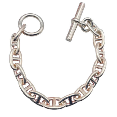 Pre-Owned Hermes Chaine Dunkle Bracelet GM Silver 925 14-panel