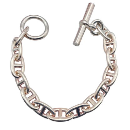Pre-Owned Hermes Chaine Dunkle Bracelet GM Silver 925 14-panel