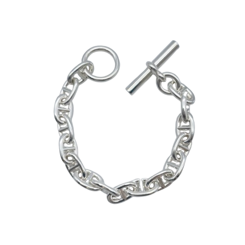 Pre-Owned Hermes Chaine Dunkle Bracelet MM Silver 925 16-panel