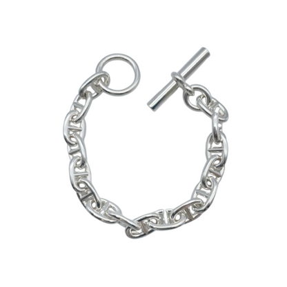 Pre-Owned Hermes Chaine Dunkle Bracelet MM Silver 925 16-panel