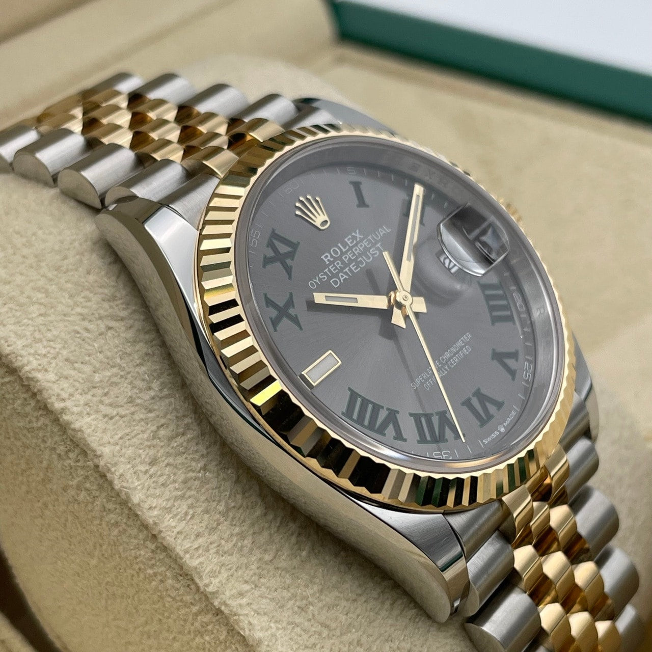 Pre-Owned Rolex Datejust 126233 Slate Stainless Steel + Yellow Gold Jubilee Bracelet 36mm