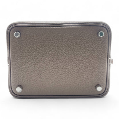 Hermes Picotin Lock PM Etoupe Torillon Clemence Silver Metal Fittings B 조각.