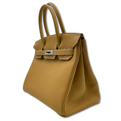 Hermes Birkin 30 Natural Sable Togo Silver Metal Fittings W Engraved