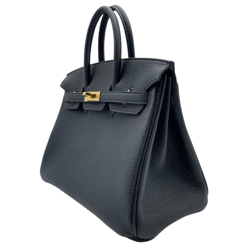 Hermes Birkin 25 Noir Togo Gold 하드웨어 W는 새겨 져 있습니다